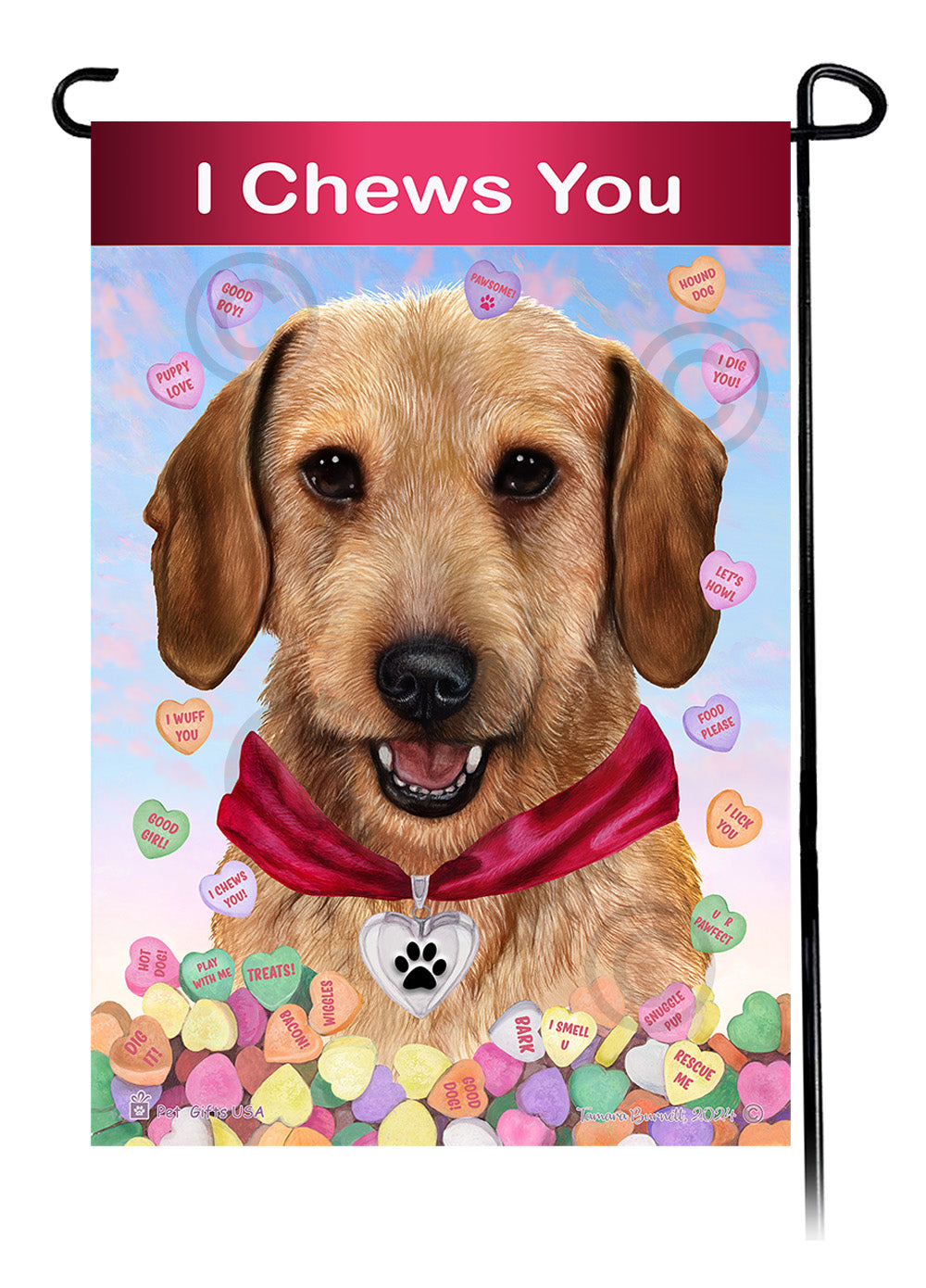 Dachshund Wire Hair Wheaten - Valentine Sweetheart Garden Flag