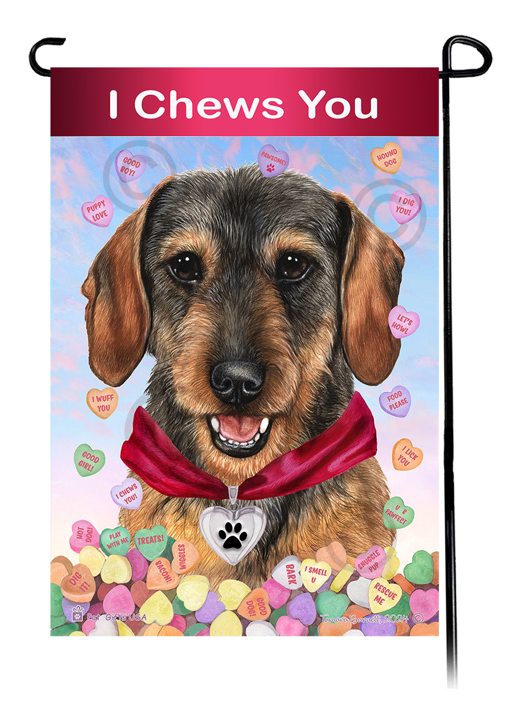 Dachshund Wire Hair Wild Boar - Valentine Sweetheart Garden Flag