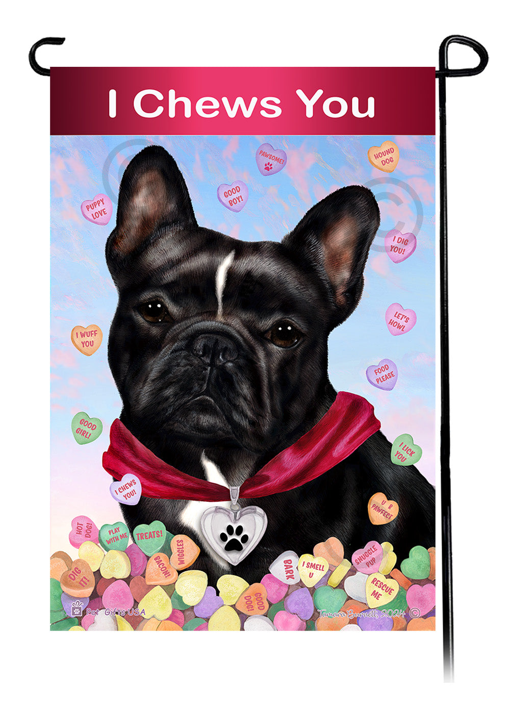 French Bulldog Black and White - Valentine Sweetheart Garden Flag