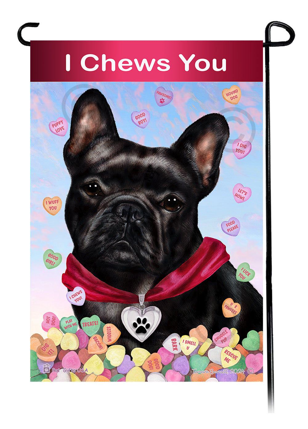 French Bulldog Black - Valentine Sweetheart Garden Flag