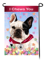 French Bulldog White and Black - Valentine Sweetheart Garden Flag