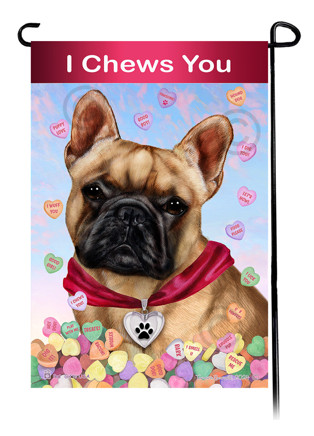 French Bulldog Fawn - Valentine Sweetheart Garden Flag