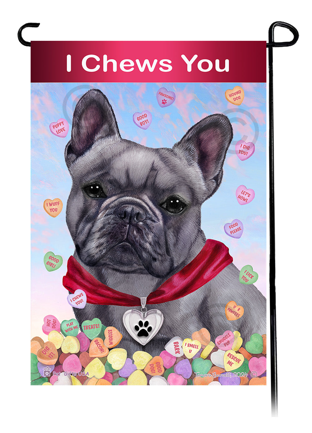 French Bulldog Blue - Valentine Sweetheart Garden Flag