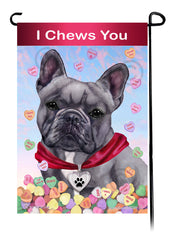 French Bulldog Blue and White - Valentine Sweetheart Garden Flag