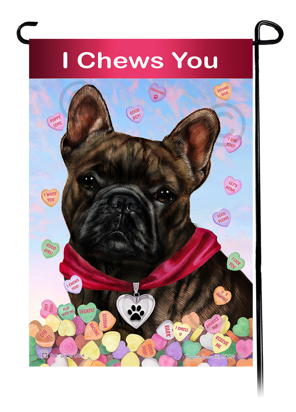 French Bulldog Brindle - Valentine Sweetheart Garden Flag