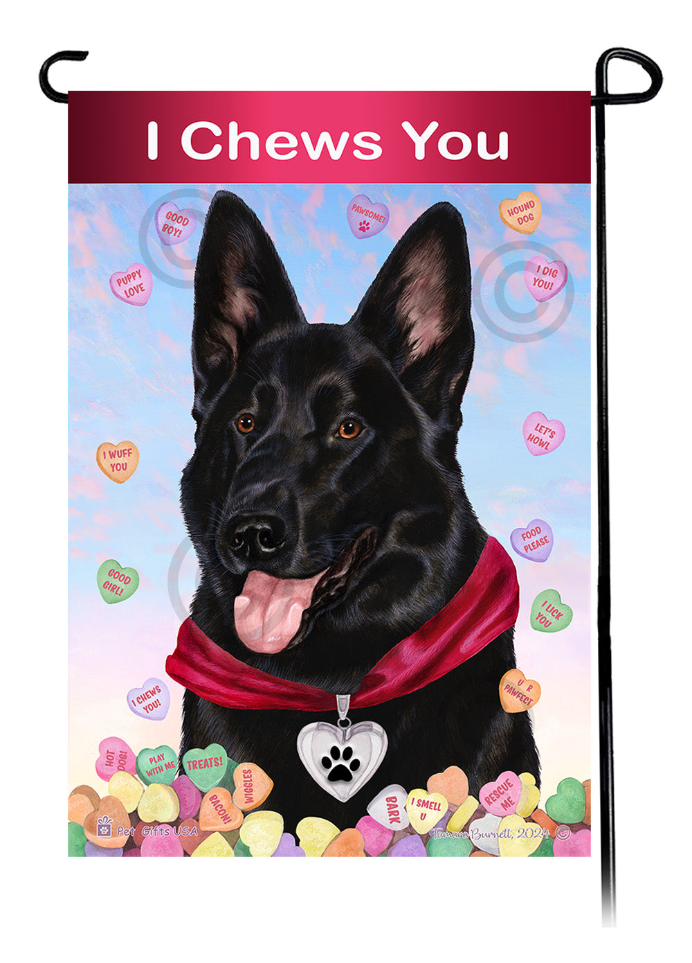 German Shepherd Black - Valentine Sweetheart Garden Flag