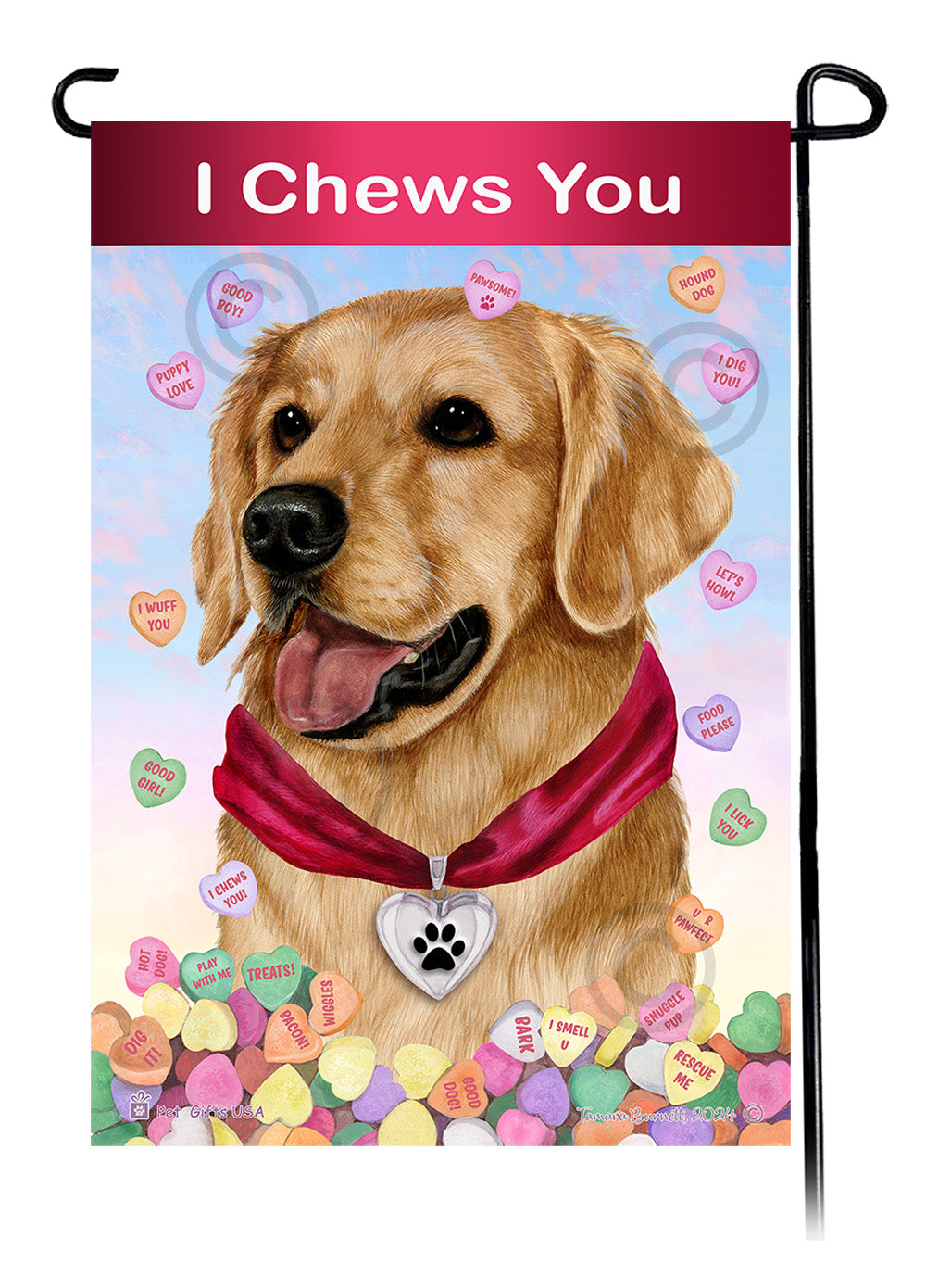 Golden Retriever - Valentine Sweetheart Garden Flag
