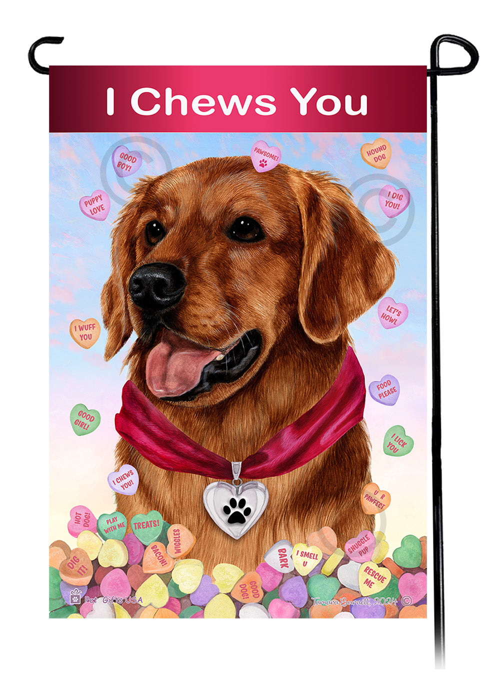 Golden Retriever Red - Valentine Sweetheart Garden Flag