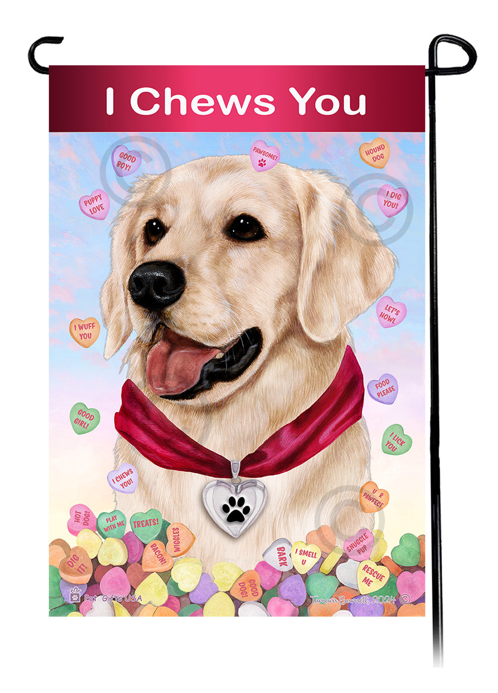 Golden Retriever White - Valentine Sweetheart Garden Flag
