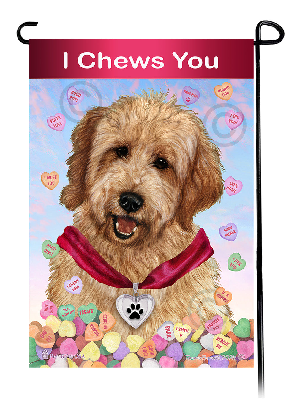 Goldendoodle - Valentine Sweetheart Garden Flag