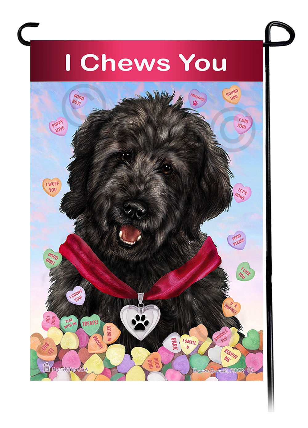 Goldendoodle Black - Valentine Sweetheart Garden Flag