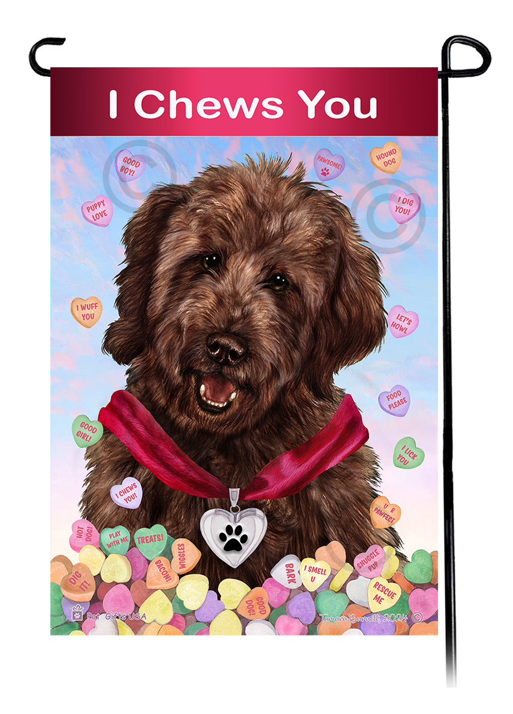 Goldendoodle Chocolate - Valentine Sweetheart Garden Flag
