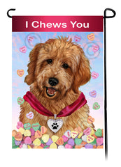 Goldendoodle Red - Valentine Sweetheart Garden Flag