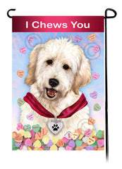 Goldendoodle White - Valentine Sweetheart Garden Flag
