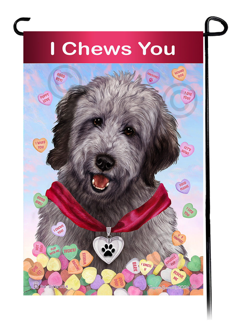 Goldendoodle Grey - Valentine Sweetheart Garden Flag