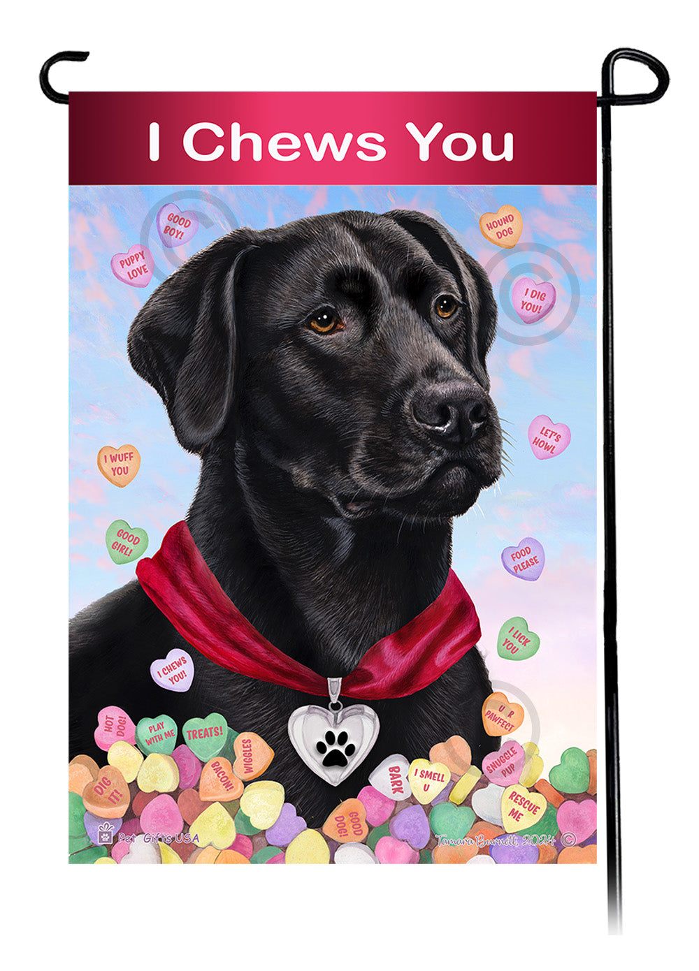Labrador Retriever American Black - Valentine Sweetheart Garden Flag