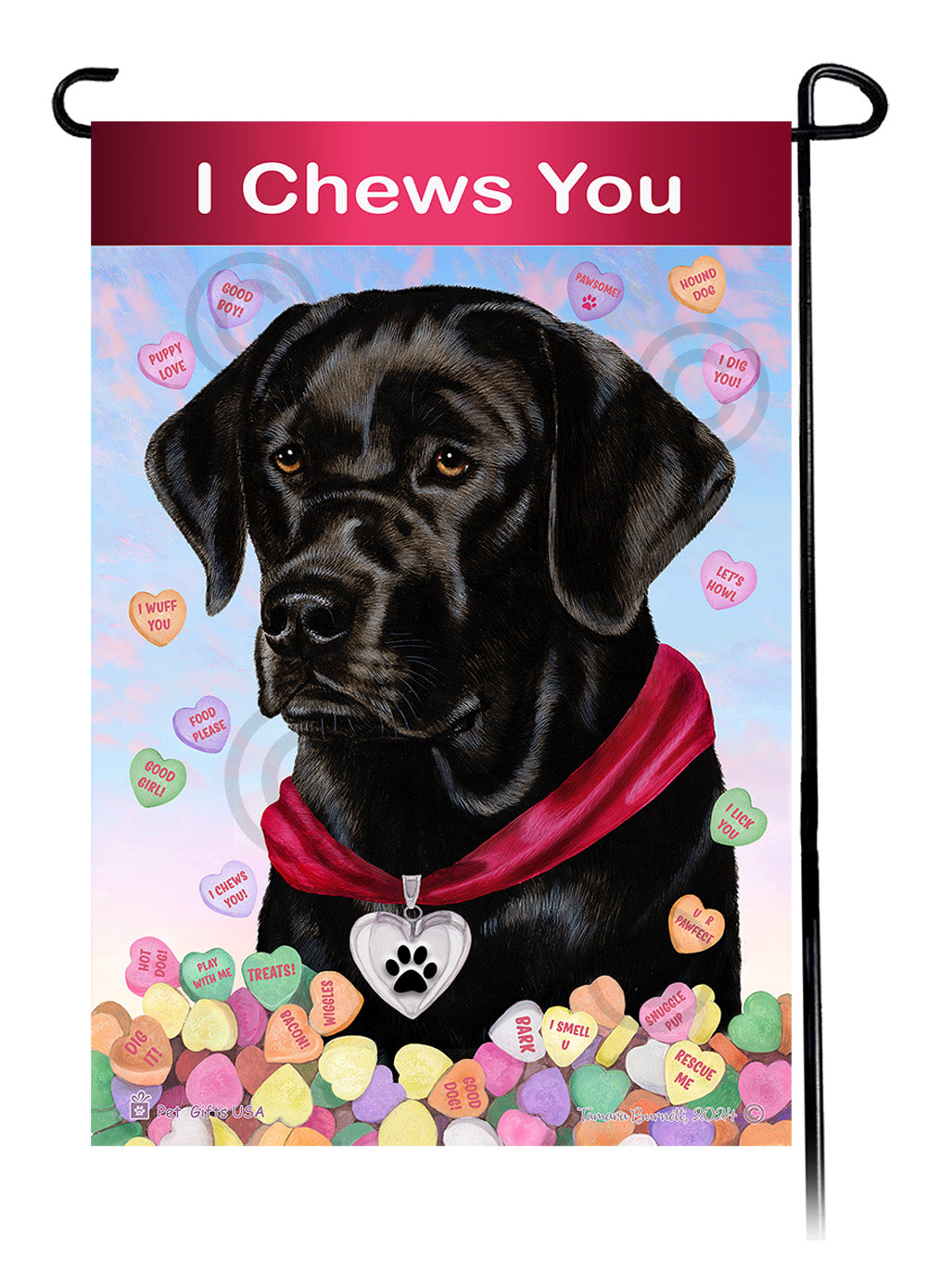 Labrador Retriever English Black - Valentine Sweetheart Garden Flag