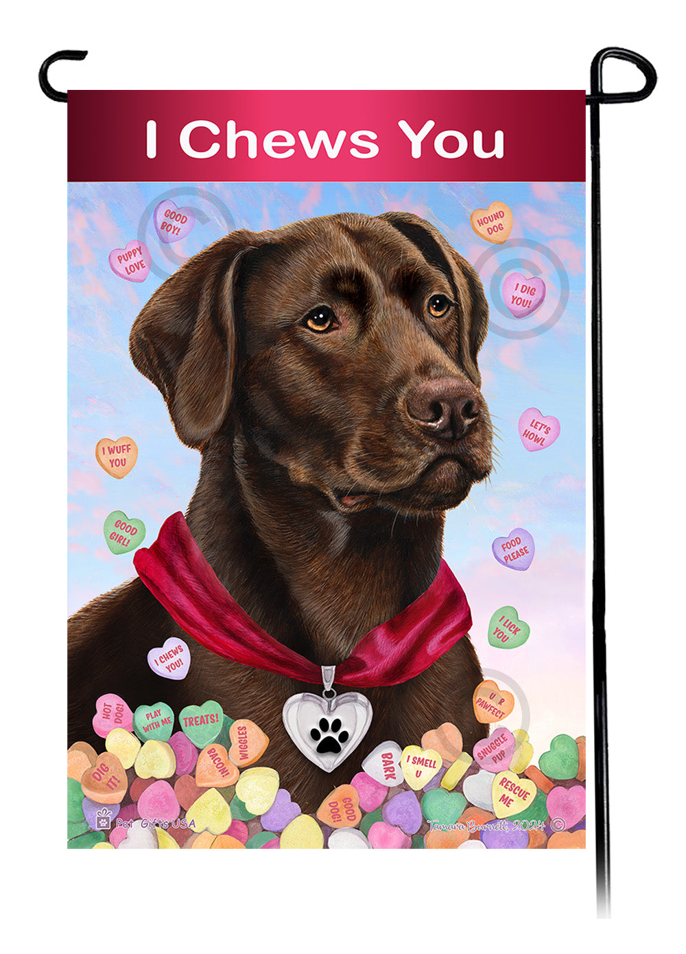 Labrador Retriever American Chocolate - Valentine Sweetheart Garden Flag