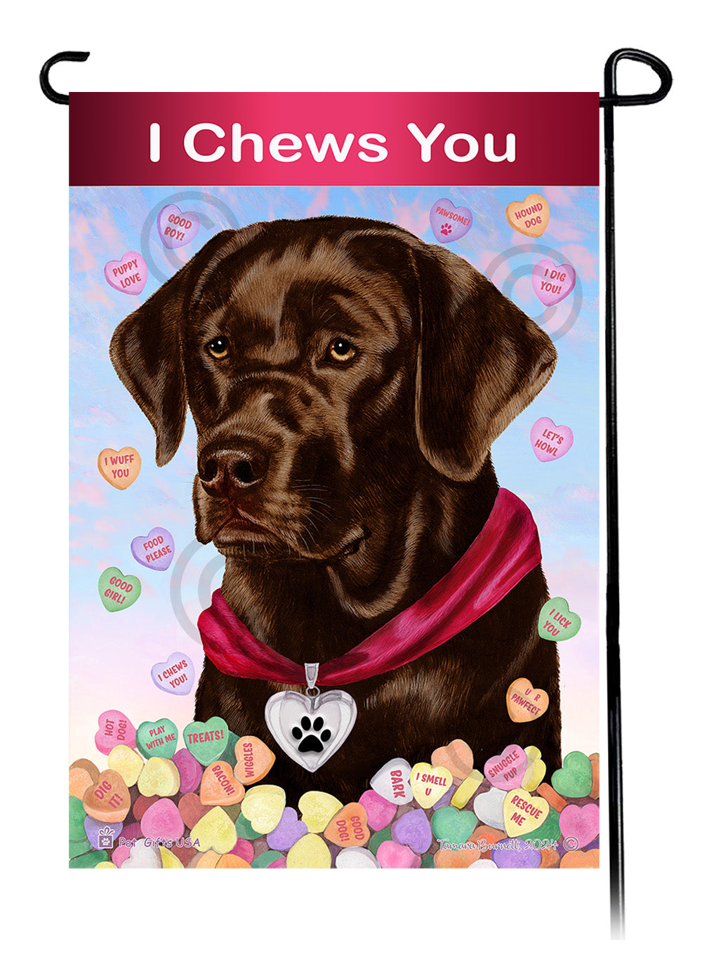 Labrador Retriever English Chocolate - Valentine Sweetheart Garden Flag