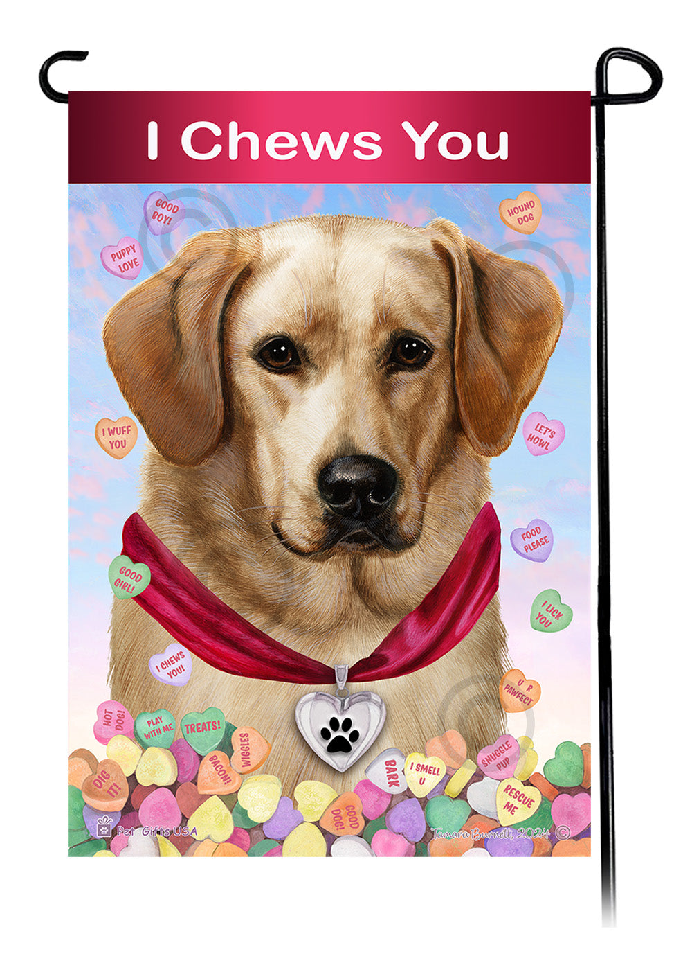 Labrador Retriever Yellow Front Face - Valentine Sweetheart Garden Flag