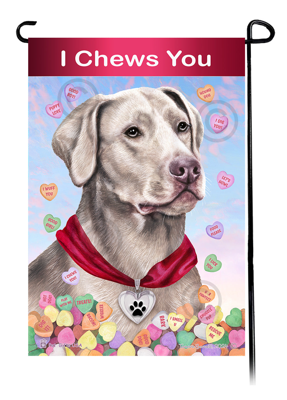 Labrador Retriever American Silver - Valentine Sweetheart Garden Flag