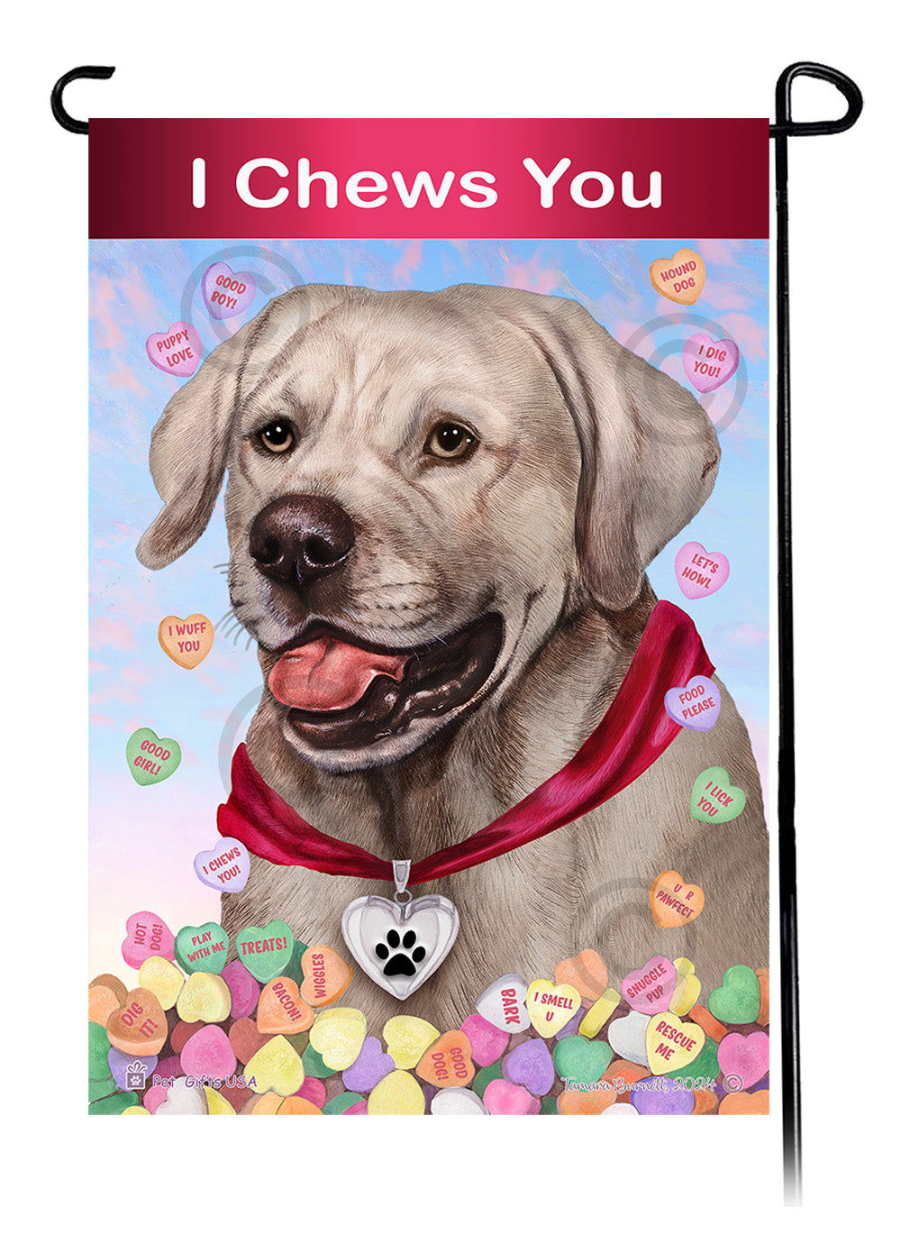Labrador Retriever English Silver - Valentine Sweetheart Garden Flag