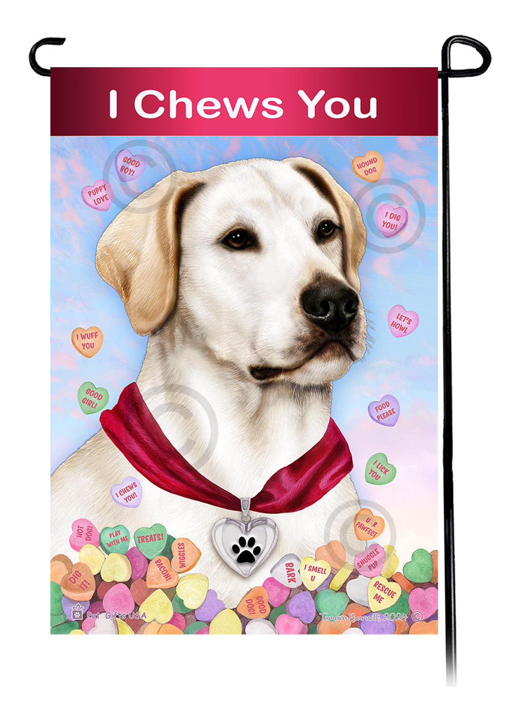 Labrador Retriever American White - Valentine Sweetheart Garden Flag