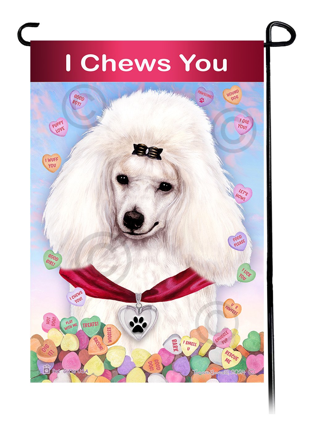 Poodle White Mini - Valentine Sweetheart Garden Flag