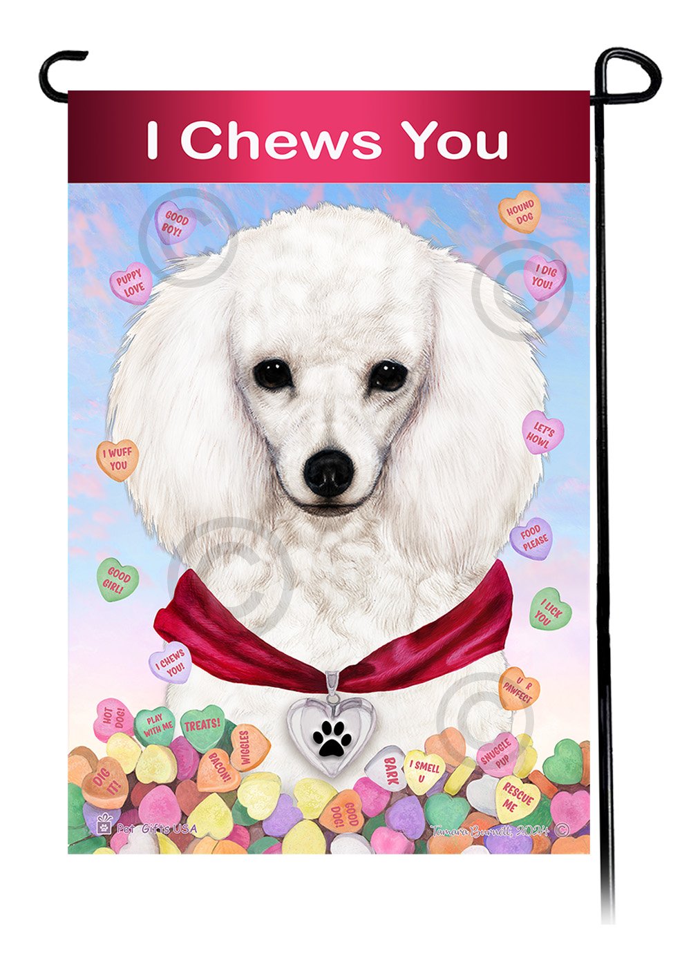 Poodle White - Valentine Sweetheart Garden Flag