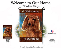 Dachshund LH Red Welcome To Our Home - Garden Flag