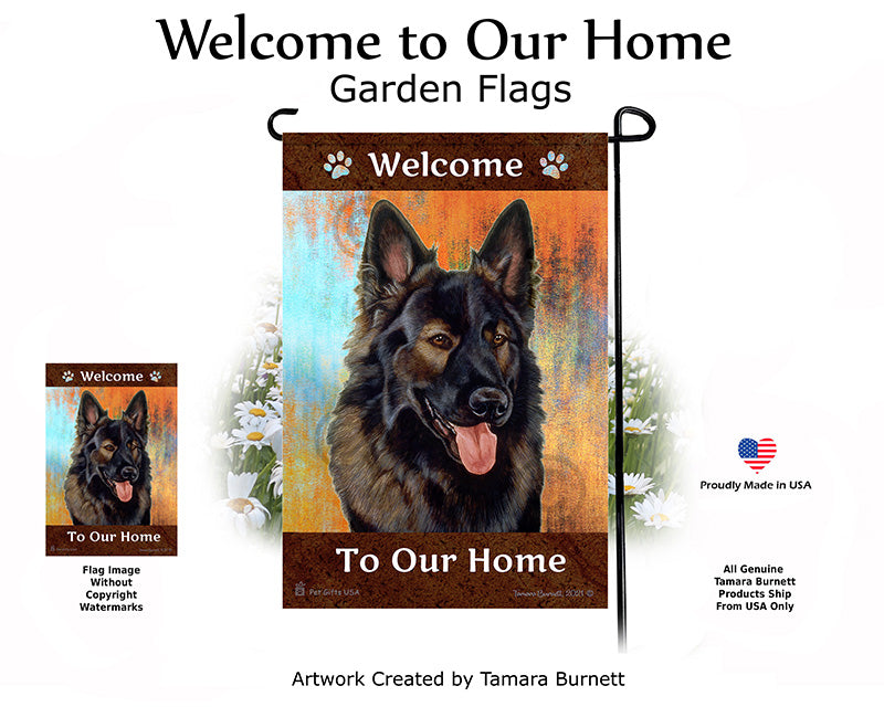German Shepherd Brown Plush Welcome To Our Home - Garden Flag