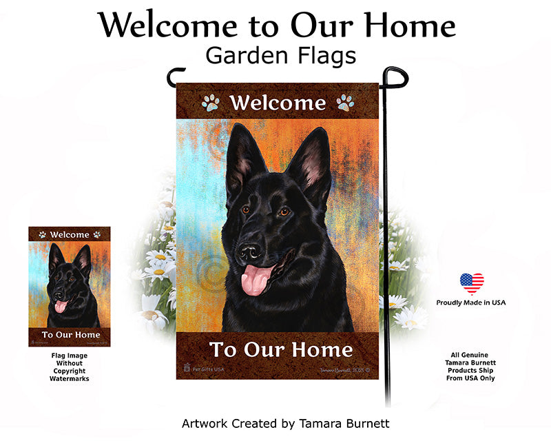 German Shepherd Black Welcome To Our Home - Garden Flag