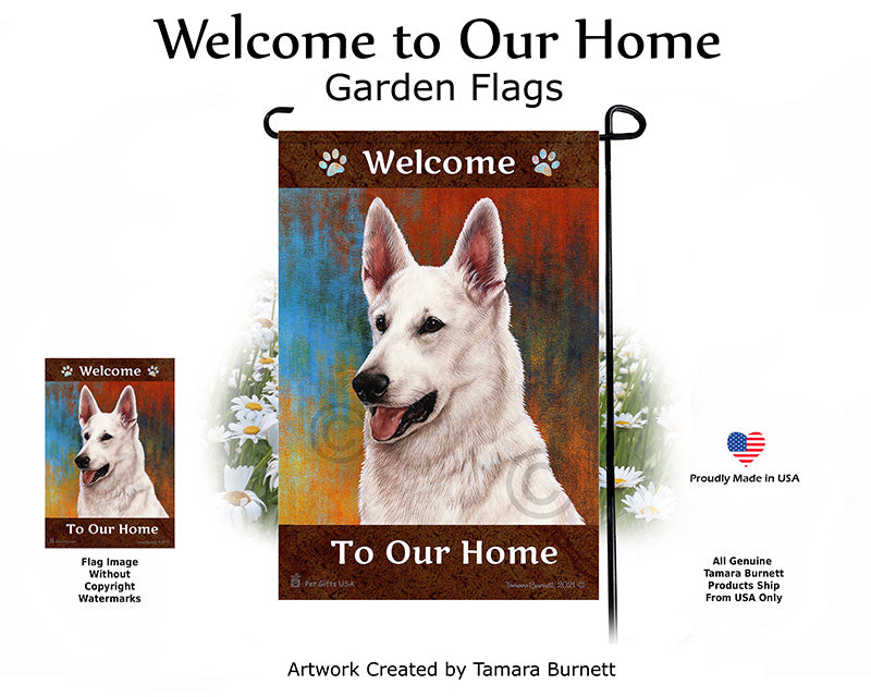 German Shepherd White Welcome To Our Home - Garden Flag