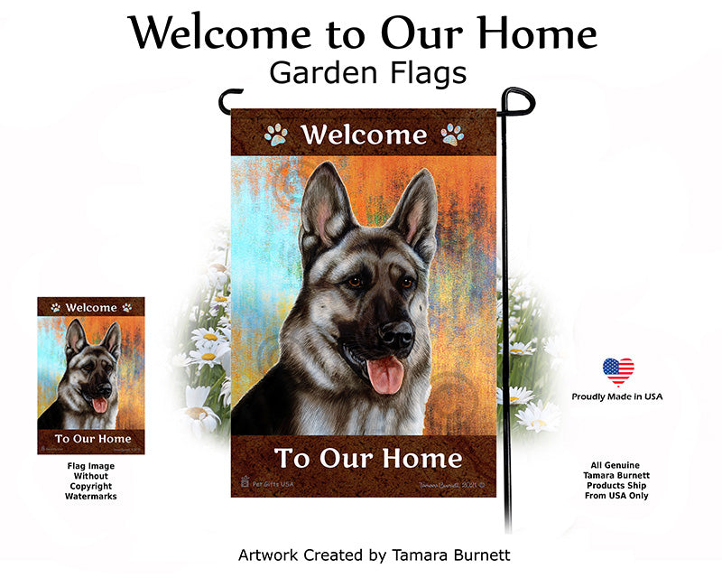 German Shepherd Silver Sable Welcome To Our Home - Garden Flag