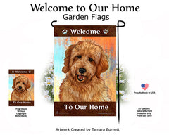 Goldendoodle Red Welcome To Our Home - Garden Flag