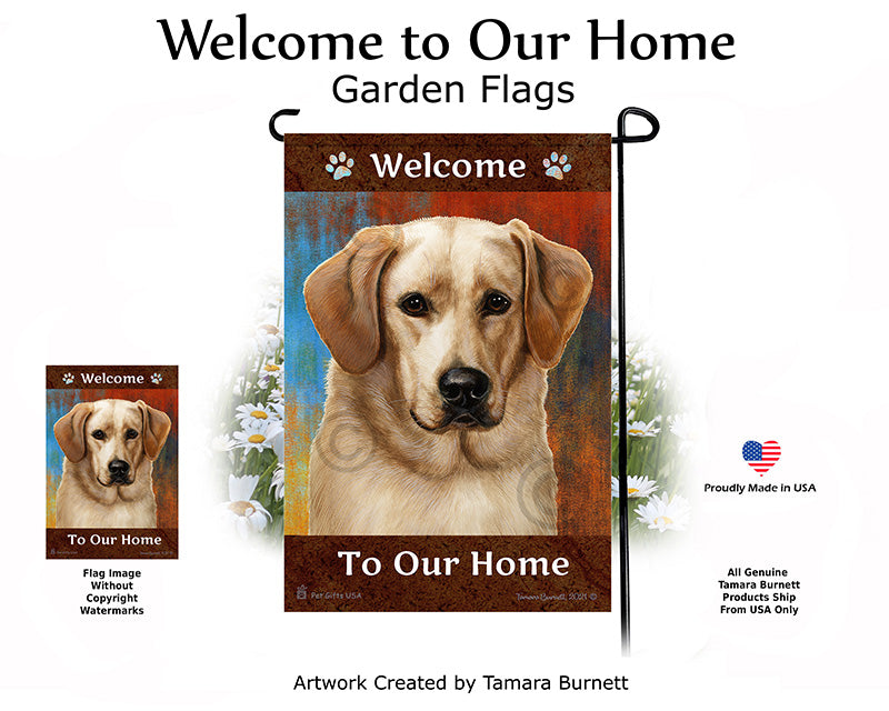 Labrador Retriever American Yellow Front Face Welcome To Our Home - Garden Flag