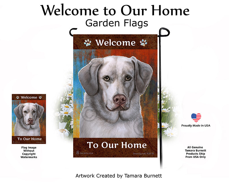 Labrador American Silver Front Face Welcome To Our Home - Garden Flag
