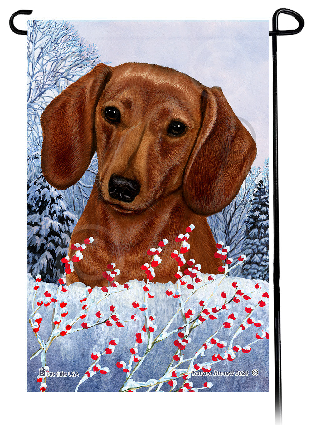 Dachshund (SH Red) - Winterberries Garden Flag