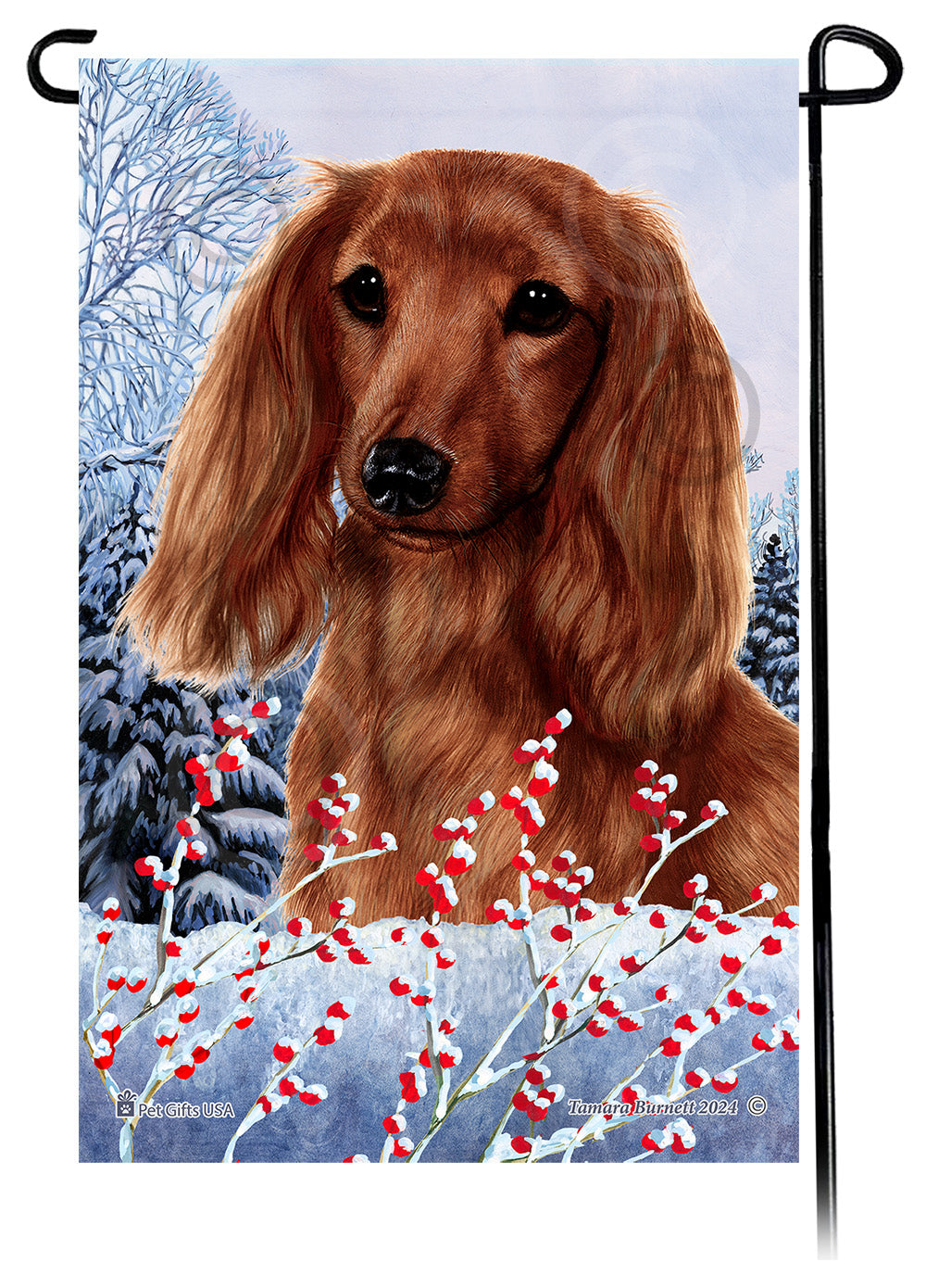 Dachshund (LH Red) - Winterberries Garden Flag