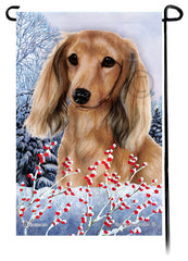 Dachshund (LH English Cream) - Winterberries Garden Flag