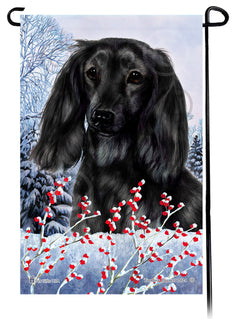 Dachshund (LH Black) - Winterberries Garden Flag