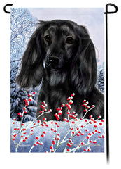 Dachshund (LH Black) - Winterberries Garden Flag