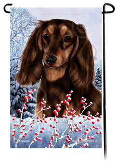 Dachshund (LH Chocolate And Tan) - Winterberries Garden Flag