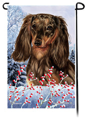 Dachshund (LH Chocolate Dapple) - Winterberries Garden Flag