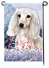 Dachshund (LH White) - Winterberries Garden Flag
