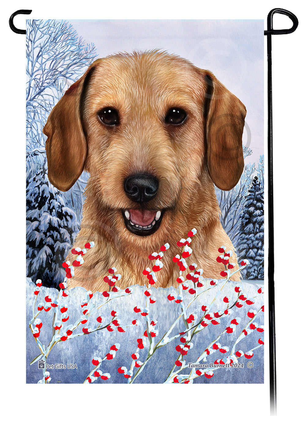 Dachshund (WH Wheaten) - Winterberries Garden Flag