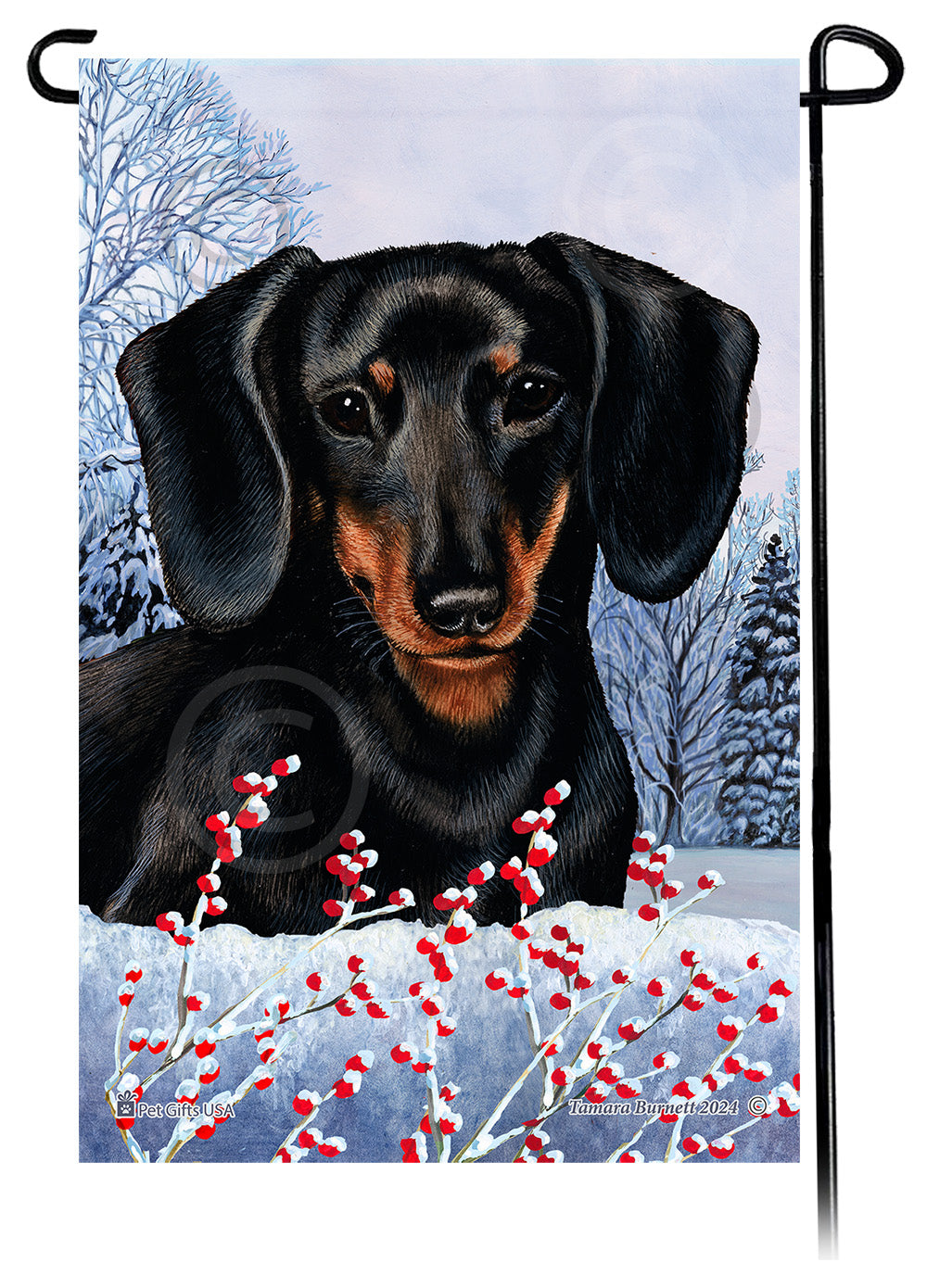 Dachshund (SH Black And Tan Style 2) - Winterberries Garden Flag