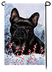 French Bulldog (Black) - Winterberries Garden Flag