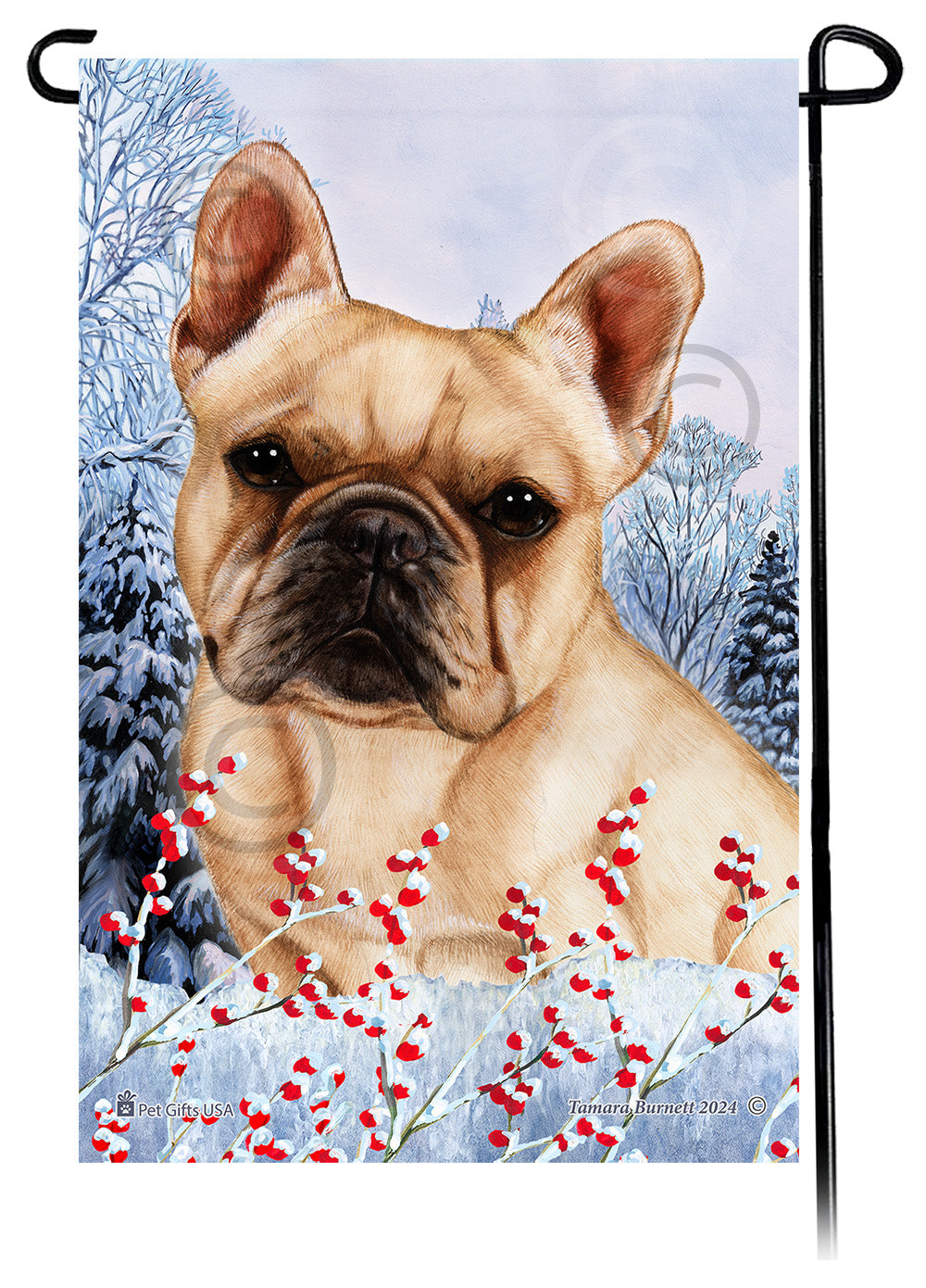 French Bulldog (Cream) - Winterberries Garden Flag