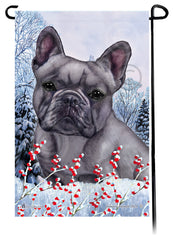 French Bulldog (Blue) - Winterberries Garden Flag